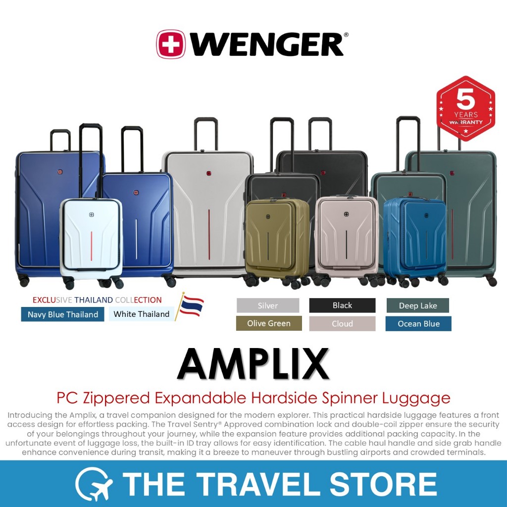 Wenger AMPLIX PC Zippered Expandable Hardside Spinner Luggage (6533XX) กระเป๋าเดินทาง แบรนด์จากสวิสฯ