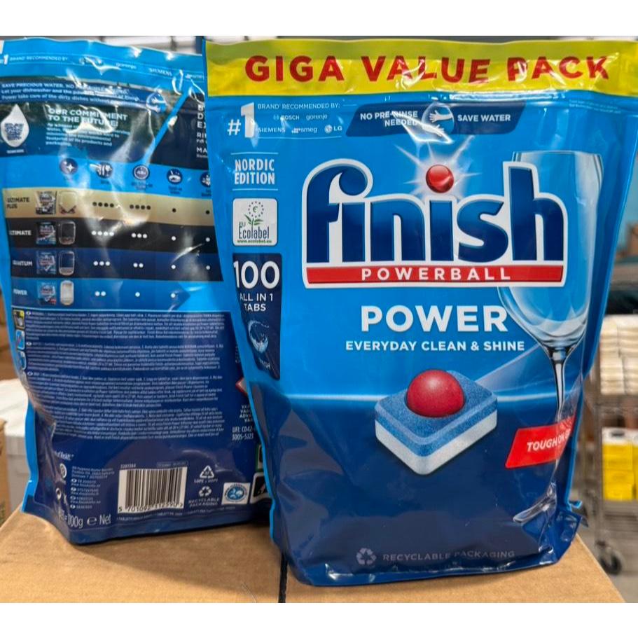 Finish 110 เม็ด และ 100 เม็ด  ผลิตภัณฑ์ล้างจานชนิดเม็ด Power All in1 สำหรับเครื่องล้างจาน