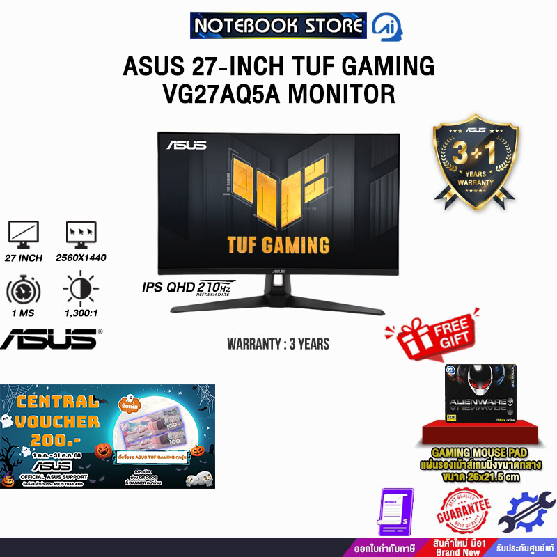 ASUS 27-INCH TUF GAMING VG27AQ5A MONITOR (IPS QHD/210Hz)/ประกัน3Years/BY NOTEBOOK STORE