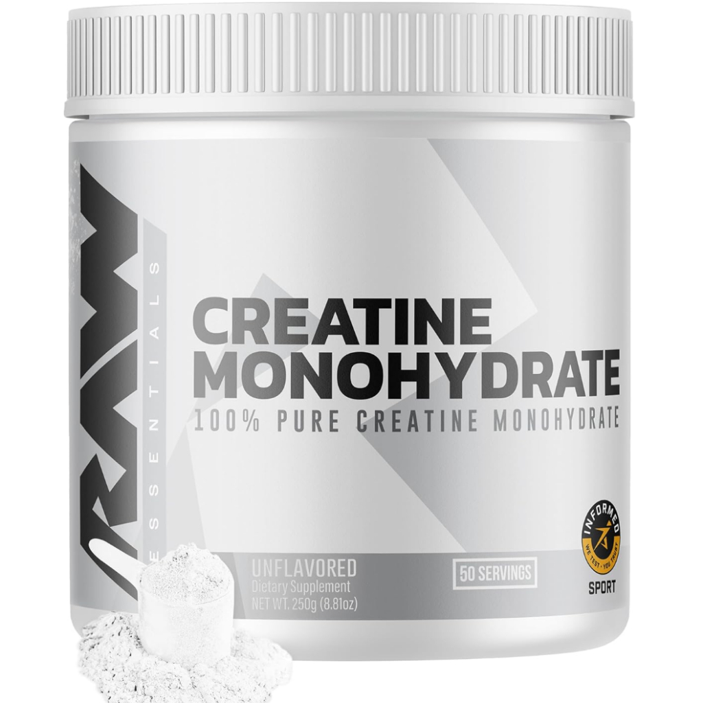 RAW Nutrition Creatine Monohydrate Powder, Unflavored (30 Servings) - Micronized Creatine Monohydrat