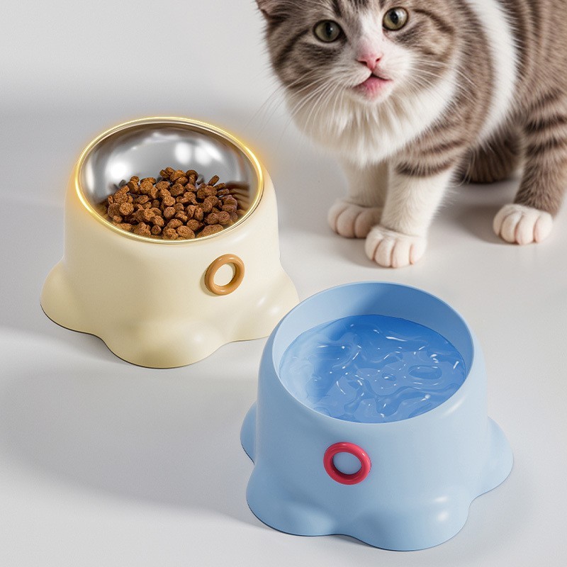 PEKO PET&CAT [BW054] ชามอาหารสัตว์เลี้ยง ชามปลาหมึก มินิมอล น่ารัก ชามอาหารแมว และสุนัข