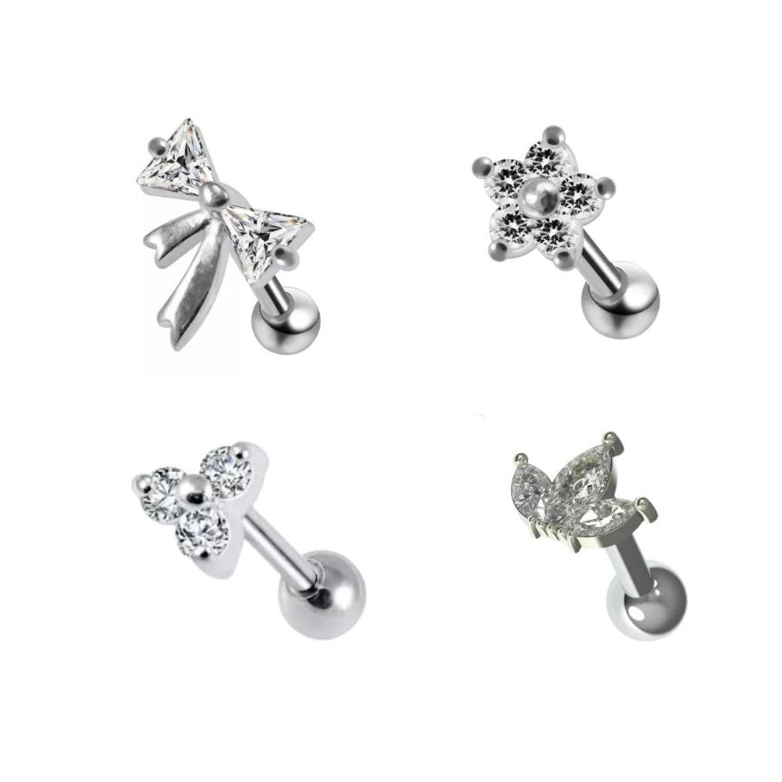 SissyJewelry // ต่างหูเงินแท้ จิวต่างหู(แป้นกลม) - Barbell earring (ราคาต่อข้าง) - Tragus, Helix, Cartilage