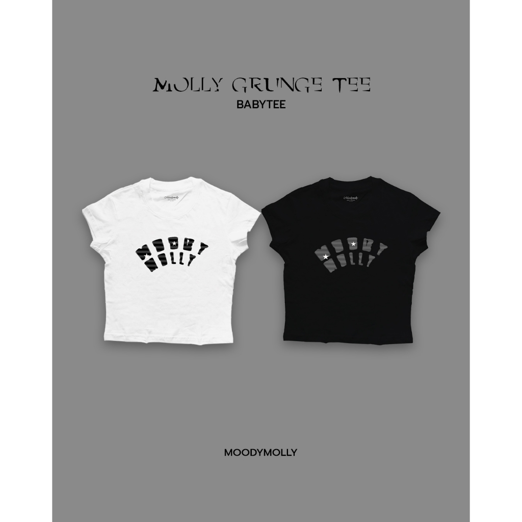 moodymolly เสื้อ babytee ลายสกรีน molly grunge สีขาว ดำ Cotton100