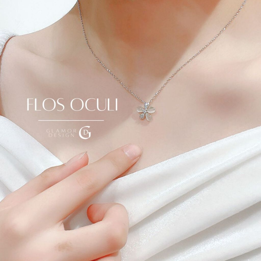 GLAMOR✨สร้อยเงิน Flos Oculi สร้อยคอดอกไม้ตาแมว สร้อยคอเงินแท้925 สร้อยคอแฟชั่น สร้อยเพชร จี้เงินแท้