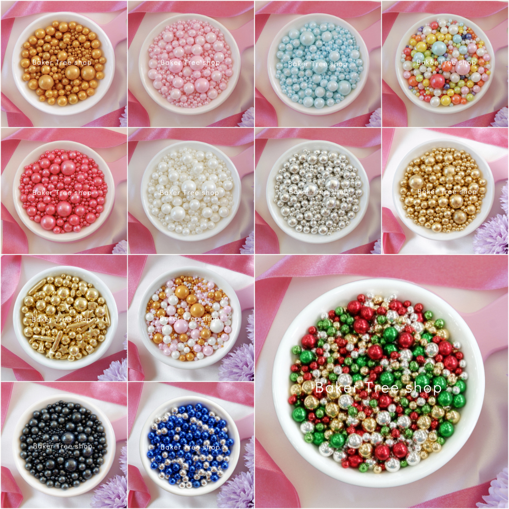 Baker Tree เม็ดมุกแต่งเค้ก คัพเค้ก เบเกอรี่ 25g/50g/100g สีสวย ราคาถูก Sugar Sprinkles