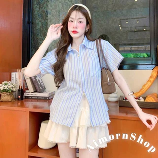 🔥aimorn_shop🔥เสื้อเชิ้ต ดีเทลแต่งซิป เหมาะกับสาวทุกหุ่น แมทช์ง่าย จะใส่เป็นเสื้อเชิ้ตหรือเสื้อคลุมก็ปัง งานน่ารักมาก