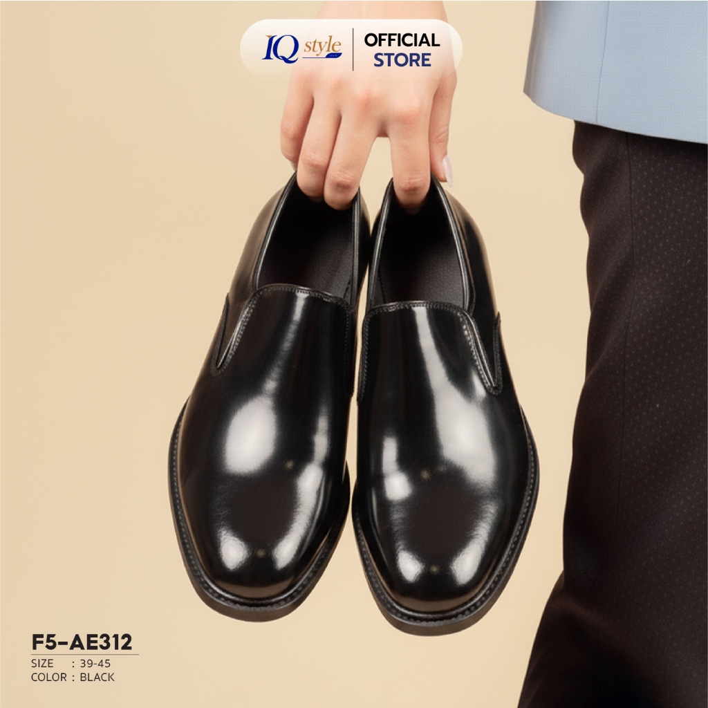 IQ STYLE รองเท้าคัทชูผู้ชายแบบสวม  (หนังแก้ว) รหัส136