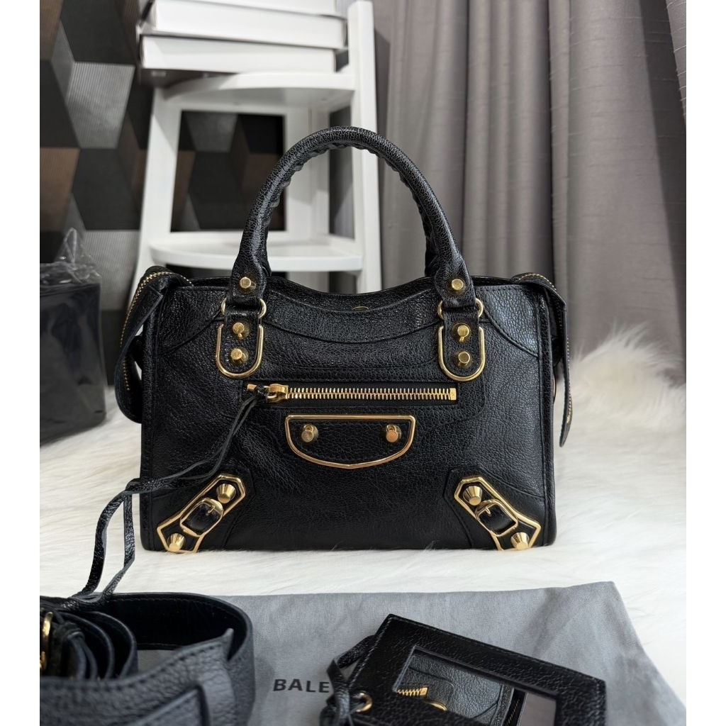 👜กระเป๋าสะพาย สีดำ USED Balenciaga mini city edge W (หนังแพะ) ปี20🖤สีดำ หนัง อะไหล่ทอง📌รอเช็คสต๊อกค่
