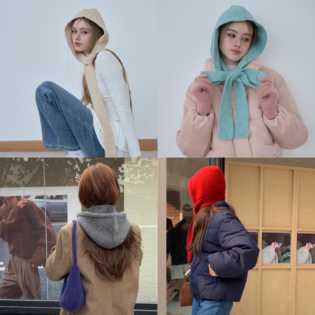 [umore.made] 🎀 Ribbonhood Knit หมวกไหมพรม วูลอุ่น ใช้ได้หลายสไตล์ เป็นฮู้ดคลุม หรือ ใส่เป็นหมวกก็น่ารัก