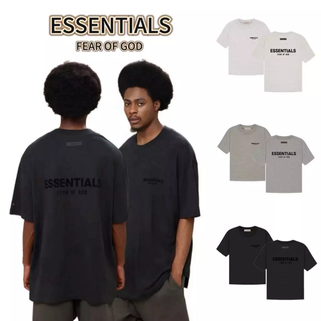 ส่วนลด 50% Fear of God Essentials SS22 T-Shirt Logo กำมะหยี่ เสื้อคู่รัก
