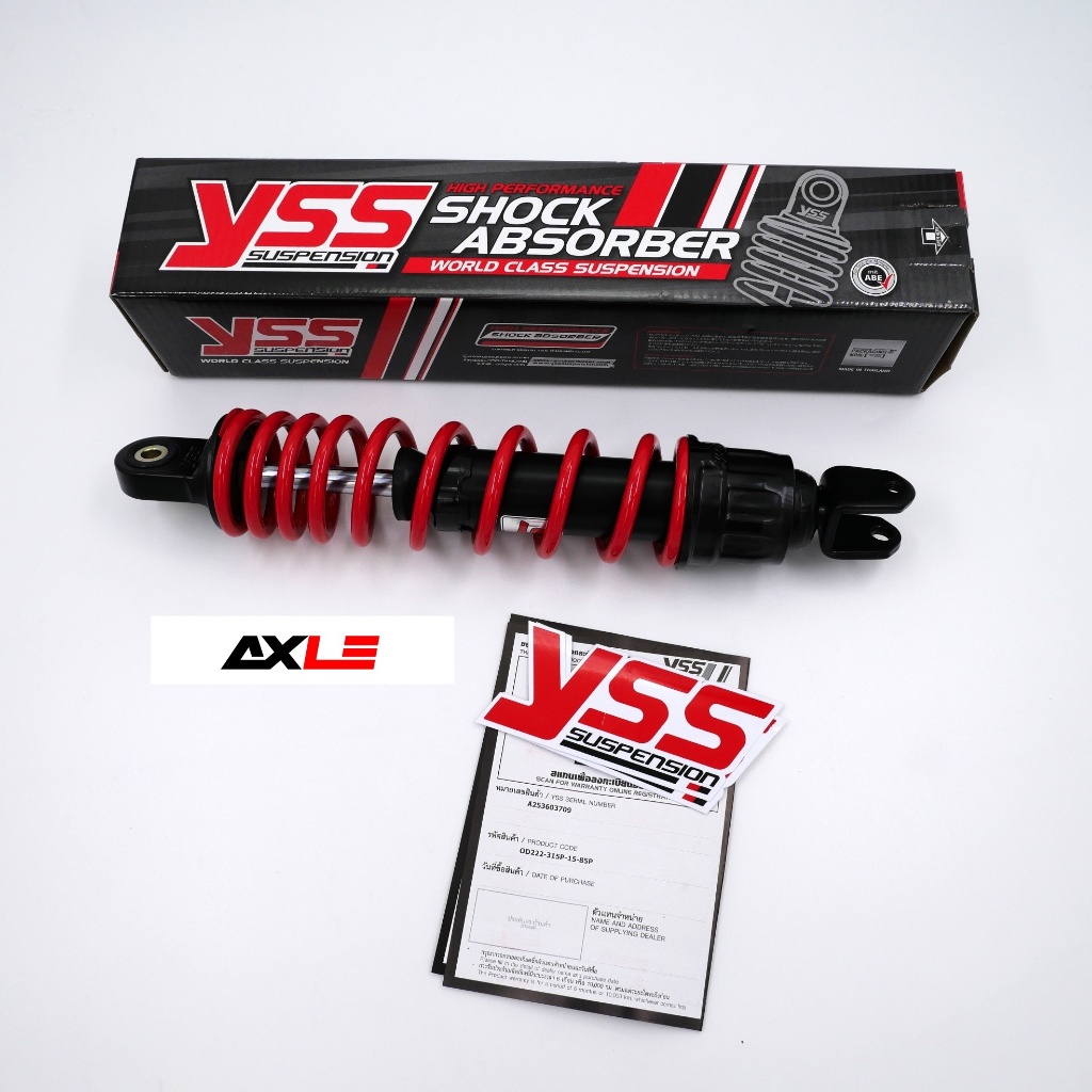 โช้คหลัง YSS PRO-PLUS สีดำ/แดง  สำหรับ YAMAHA GRAND FILANO 125 ปี 2014–2022 (ของแท้จาก YSS Thailand)