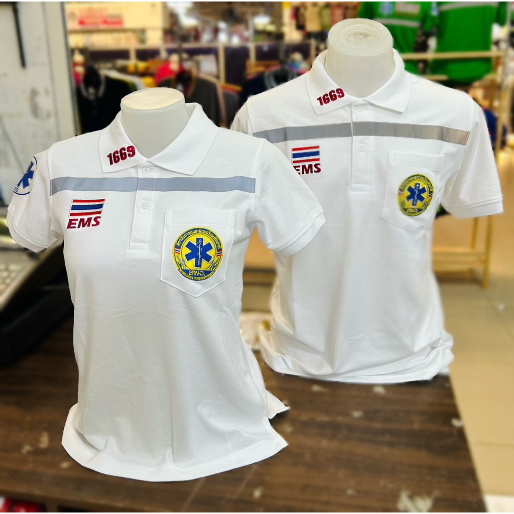 เสื้อโปโล 1669 ปัก EMS แบบใหม่ งานเนื้อผ้าเกรดดี ใส่นุ่มสบายไม่ร้อน
