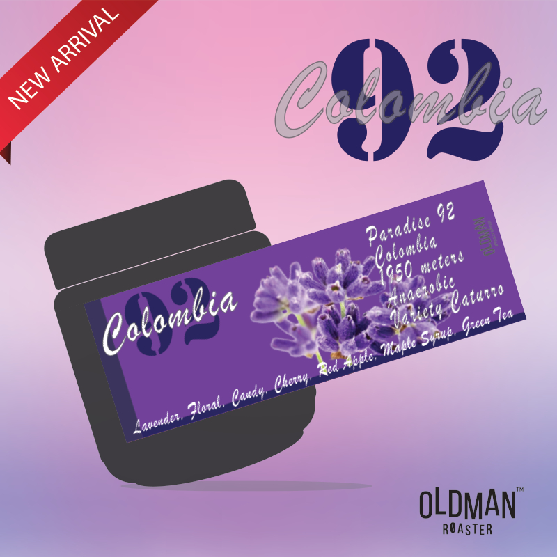 เมล็ดกาแฟ " อย่างสีม่วง " COLOMBIA 92 PARADISE " LAVENDER " (คั่วอ่อน) by OLDMAN ROASTER