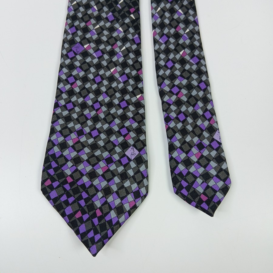 Emilio Pucci Men's Silk Tie Multicolor Geometric Design Made in Italy