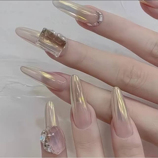 ผงขัดเล็บกระจก สีPeach Unicorn แบบกระปุก 0.5g. Nail Mirror Powder