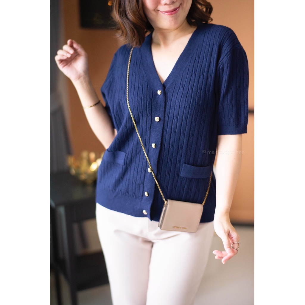 ms.cloudycotton - Yuki Top เสื้อไหมพรม แขนสั้น กระดุมหน้า ผ้านุ่ม - รูปที่ 3