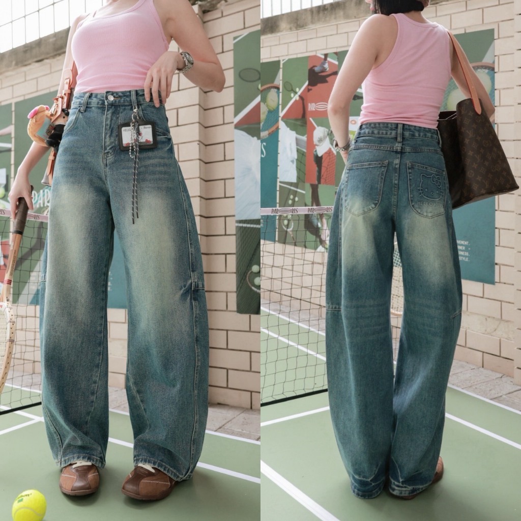 (พร้อมส่ง) Kitty Baggy Denim กางเกงยีนส์Baggyรุ่น 10969 TAG FSY 🇰🇷
