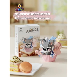 12 ชุดบล็อกสัตว์ตกแต่งด้วยดอกไม้แบบเค้กน่ารัก