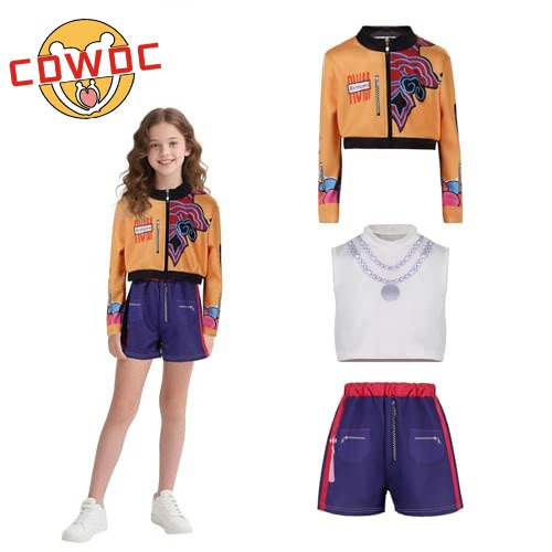 CDWDC ชุดคอสเพลย์ Kpop Demon Hunters Rumi Zoey Mira Huntrix สำหรับผู้หญิง เด็กหญิง เด็กชาย วัยรุ่น กลุ่มไอดอล การแสดงบนเ