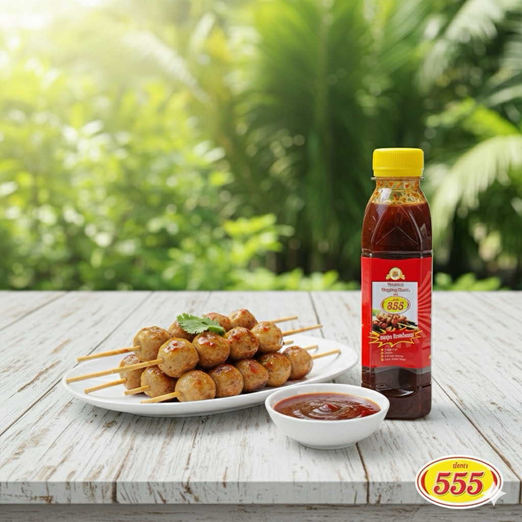 น้ำจิ้มลูกชิ้น 555 ขวด น้ำจิ้ม ปิ่ง ย่าง ทอด