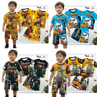 ฮาโลวีน ชุดเด็ก แขนสั้น ขาสั้น เนื้อผ้าไมโครไฟเบอร์พิมพ์ลาย