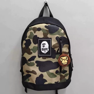 ⚡️🦊[PRE] 🇯🇵 BAPE KIDS by A Bathing Ape Camo Backpack with MILO Charm กระเป๋าเป้สะพายหลัง