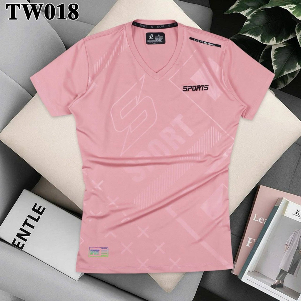 พร้อมส่ง! เสื้อกีฬาสปอร์ตคอวีเข้ารูป ผู้หญิง SPORTS เสื้อบอล มีครบไซส์ผ้านิ่มใส่สบายใส่ออกกำลังกาย ระบายความร้อนได้ดี
