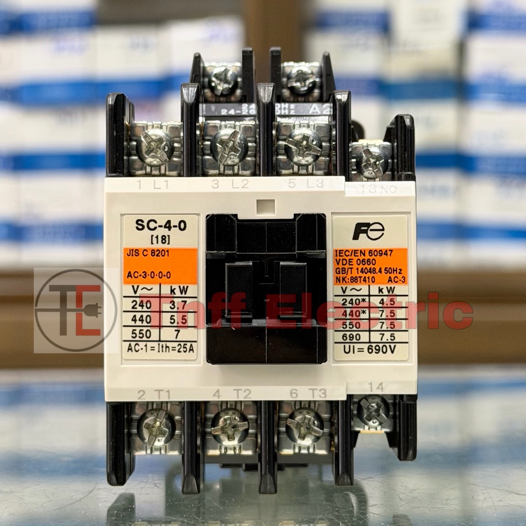 Fuji Electric SC-4-0 (คอยล์ 24V, 48V, 110V, 220V, 380V) แมกเนติก คอนแทคเตอร์ (1NO)
