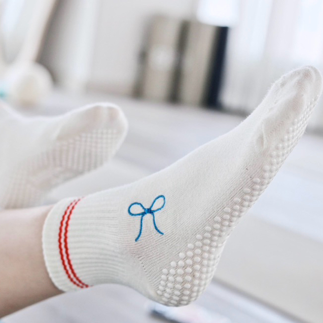 Ribbon Grips Socks_🩰 ถุงเท้ากันลื่น ถุงเท้าพิลาทิส โยคะ Pilates socks