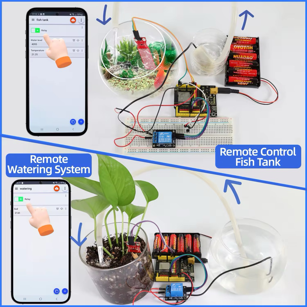 Smart Plant Watering Kit (IoT ชุดรดน้ำต้นไม้อัจฉริยะผ่านมือถือ) ใช้ Blynk + ESP32 ควบคุมผ่าน WiFi
