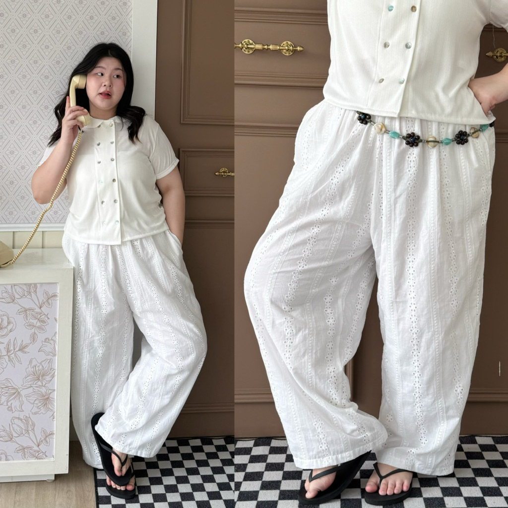 Velin Pant อ่านไซส์ก่อนสั่งซื้อมีการปรับเปลี่ยนไซส์ กางเกงลูกไม้ขายาว wendystore19