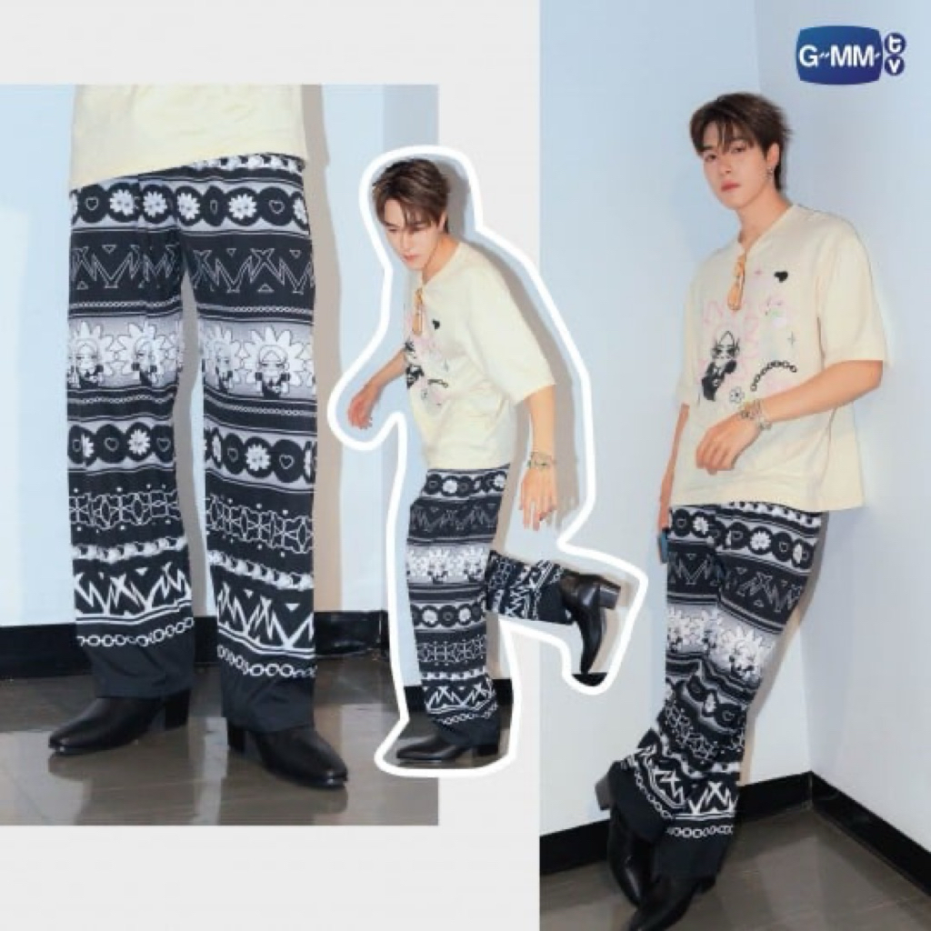 NEONA PANTS กางเกงลายนีออนน่าสีดำดีไซน์จาก GMMTV พร้อมส่ง