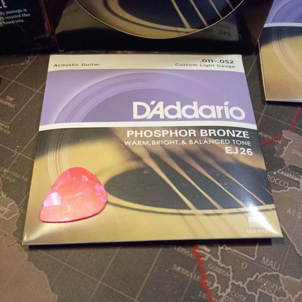 สายกีต้าร์โปร่ง D’Addario EJ26 Phosphor Bronze เบอร์ .011-.052 เสียงอบอุ่น นุ่มมือ ทนทาน ของแท้ กีต้าร์อะคูสติก แถมปิ๊ก