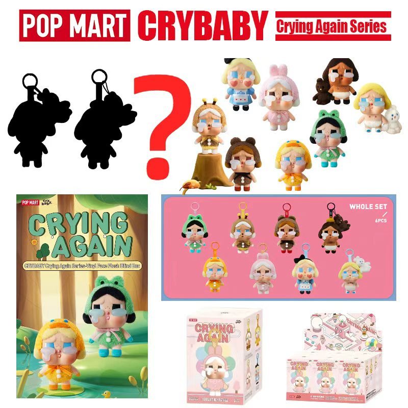 POP MART CRYBABY Crying Again Series-Vinyl Face Plush Blind Box Action Toys Figure Birthday Gift Kid Toy