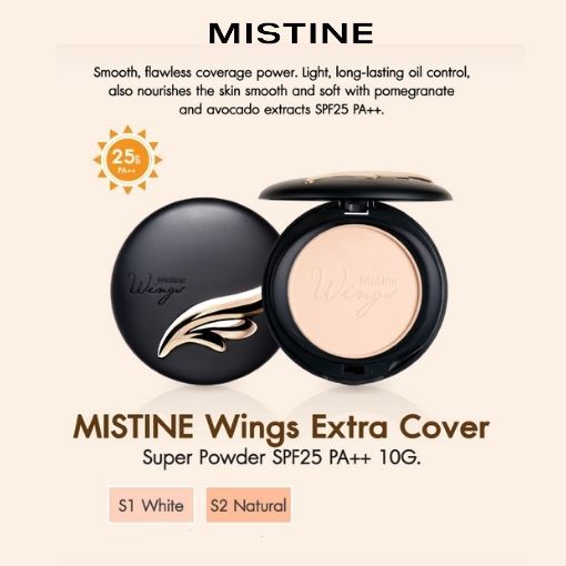 MISTINE WINGS EXTRA COVER POWDER SPF25 PA++ 10g. มิสทิน วิงส์ เอ็กซ์ตร้า คัฟเวอร์ ซุปเปอร์ เพาเดอร์ เอสพีเอฟ 25พีเอ++ 10
