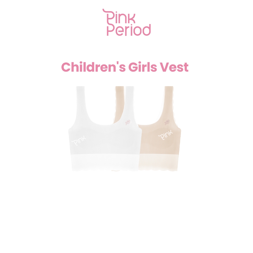Pink Period เสื้อกล้ามเด็ก เสื้อใน เด็ก ผู้หญิง เสื้อชั้นในเด็ก ผ้าไหมน้ำแข็ง ระบายอากาศได้ดี 10–16 ปี