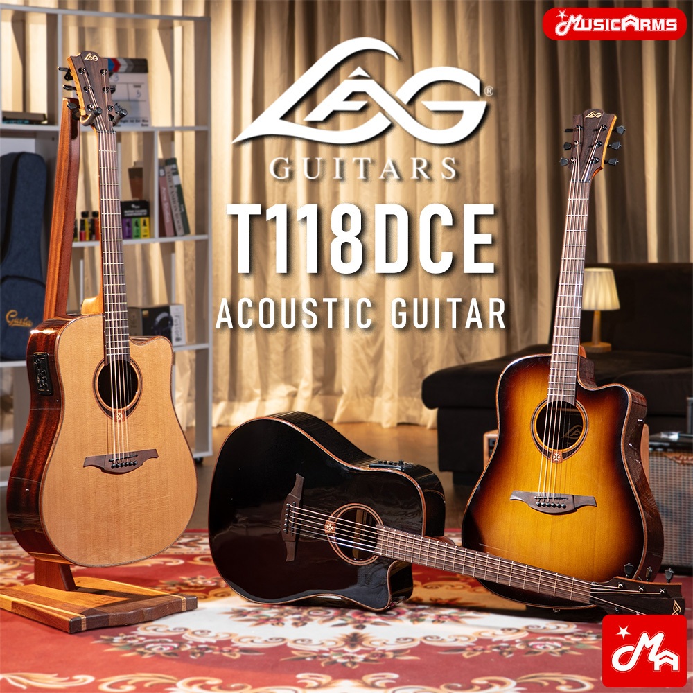 Lag Guitar T118DCE กีตาร์โปร่งไฟฟ้า Acoustic Guitar รับประกันศูนย์ Music Arms