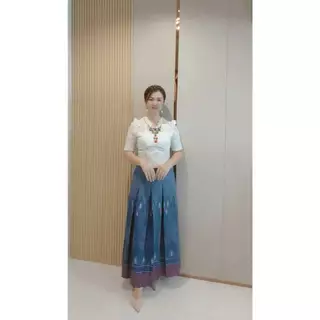 กระโปรงจีบ กระโปรง ผ้าถุง ฟรีไซด์ ผ้าฝ้ายหมักโคลน เย็บสำเร็จ นุ่ม ลายสวย คมชัด เอวยางยืด เอว27-38สะโพก40ยาว 36 นิ้ว ไทย