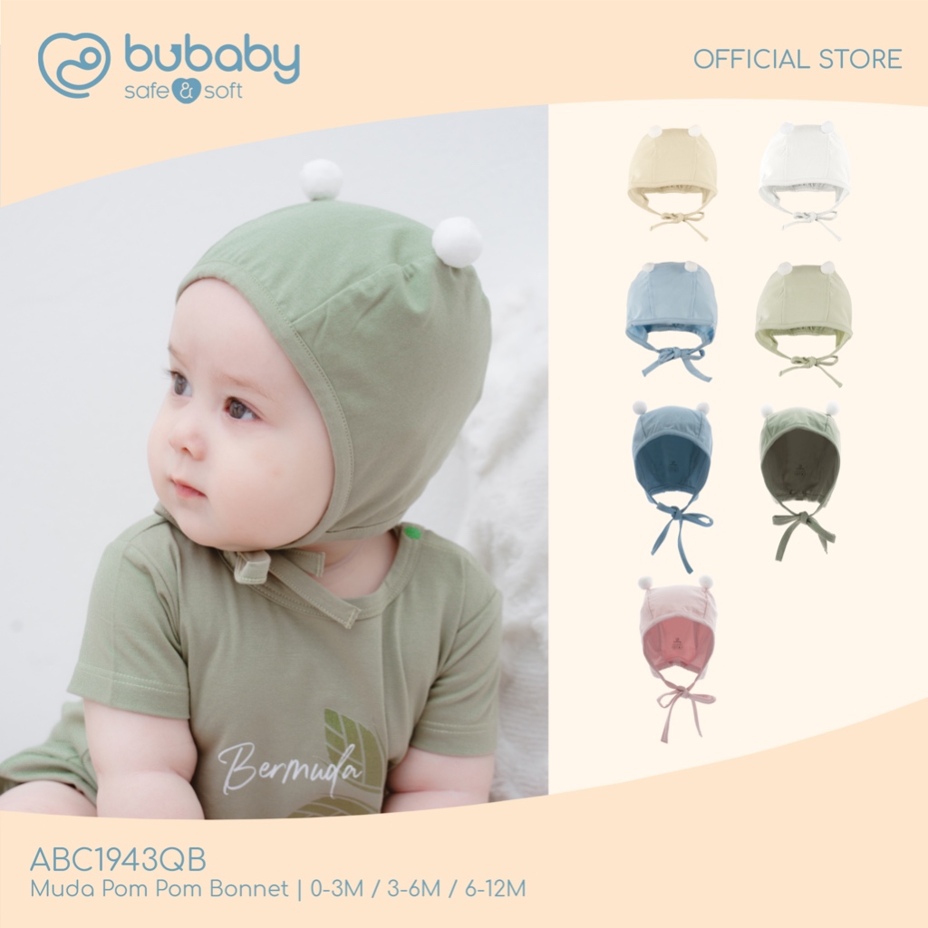 BU Baby หมวกใยไผ่ ปอม ปอม Muda Pom Pom Bonnet ABC1943QB