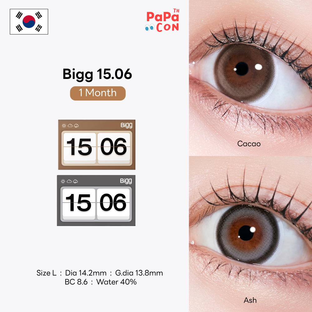 Bigg รุ่น 15.06 สี Cacao/Ash คอนแทคเลนส์ รายเดือน Hydrogel