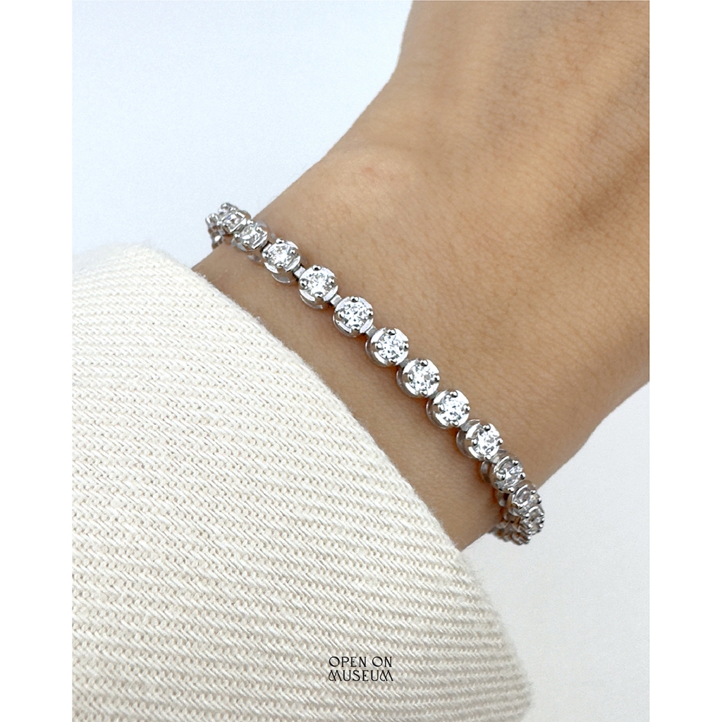 [Open on Museum] Bold Tennis Bracelet สร้อยข้อมือเงินแท้ เพชรโมอีส รุ่น Tennis