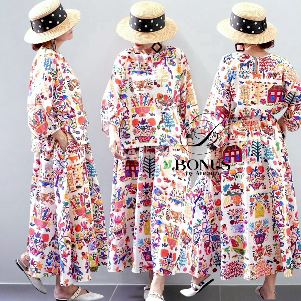 ชุดเซ็ตลินินอินเดียแขนต่อทรง Oversize จับคู่กระโปรงทรงสุดเก๋