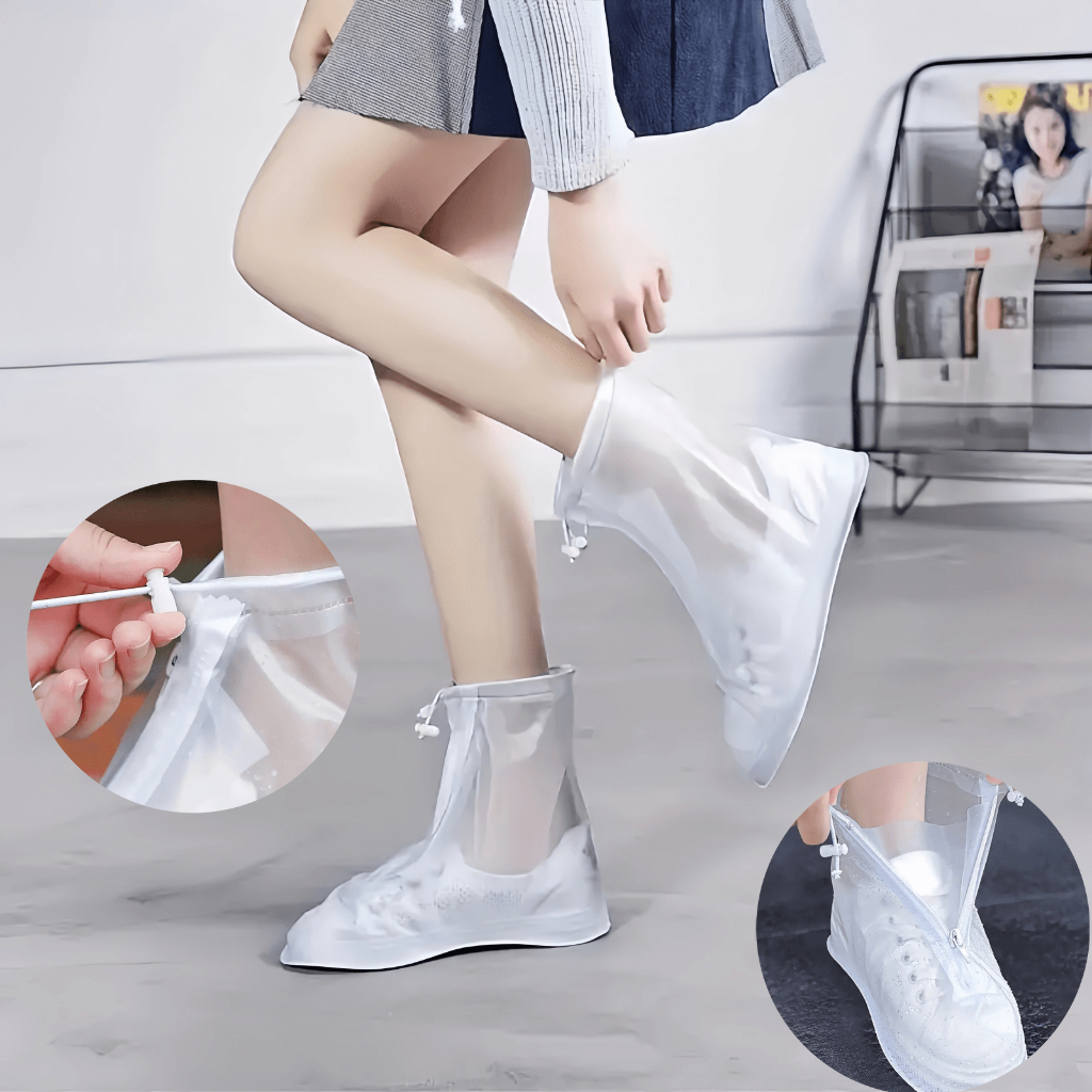 ปลอกหุ้มรองเท้ากันฝนซิลิโคนใส PVC สำหรับผู้ใหญ่ unisex กันน้ำและนำกลับมาใช้ใหม่ได้