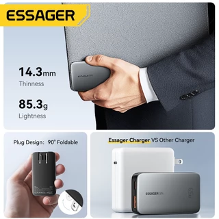 Essager 65W Type-C + USB-A GaN อุปกรณ์ชาร์จแบบพกพาบางเฉียบ