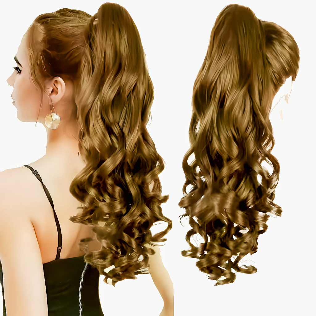 【COD&Spot goods】วิกผมแฟชั่น 55 ซม. ผมยาวหยิก วิกผมแบบหนีบผม หางม้า วิกผมต่อผมธรรมชาติสำหรับผู้หญิง นุ่มฟูเป็นธรรมชาติและ