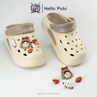 Hello Polo รองเท้าแตะรัดส้น รองเท้าแตะหัวโต เสริมส้น ประดับตัวการ์ตูน EVA กันลื่น กันน้ำ รุ่น HP8059