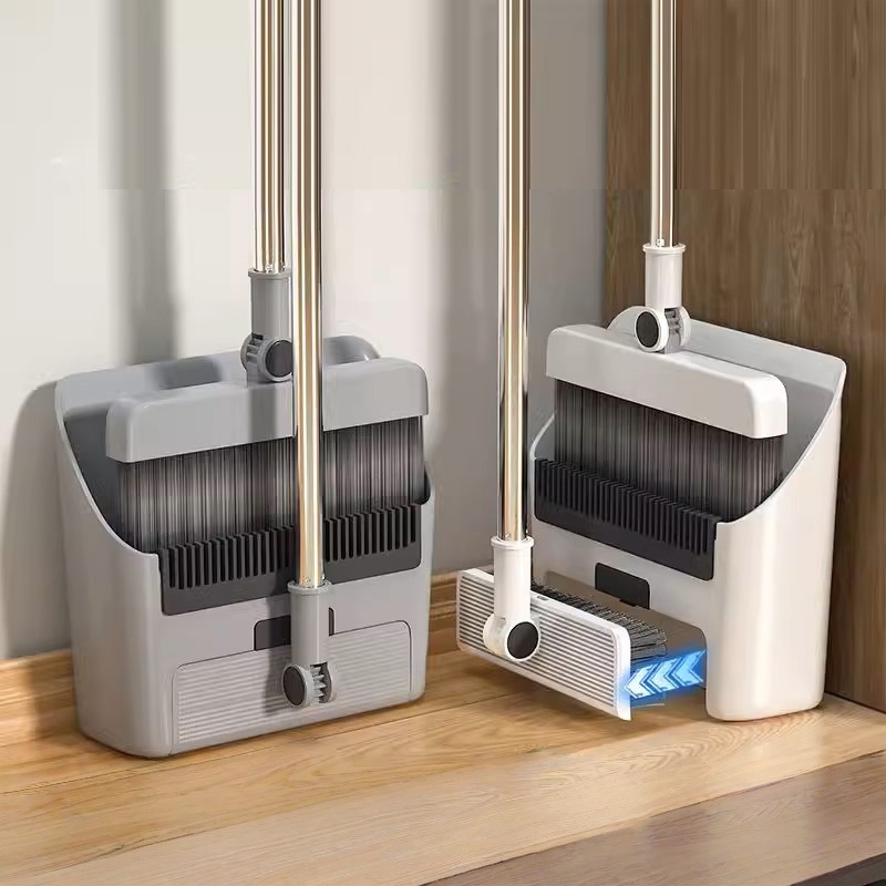 3 in 1Broom and Dustpan Set with Garbage Bags, Broom Dust pan with Long Handle, for Home, Broom with