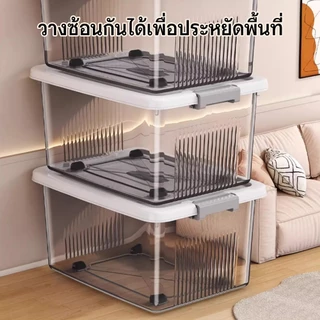 กล่องเก็บของ กล่องพลาสติก กล่องเก็บของมีฝาปิด มีให้เลือก5ขนาด แบบอเนกประสงค์ แรงแบริ่งที่แข็งแกร่ง วัสดุ ชPP