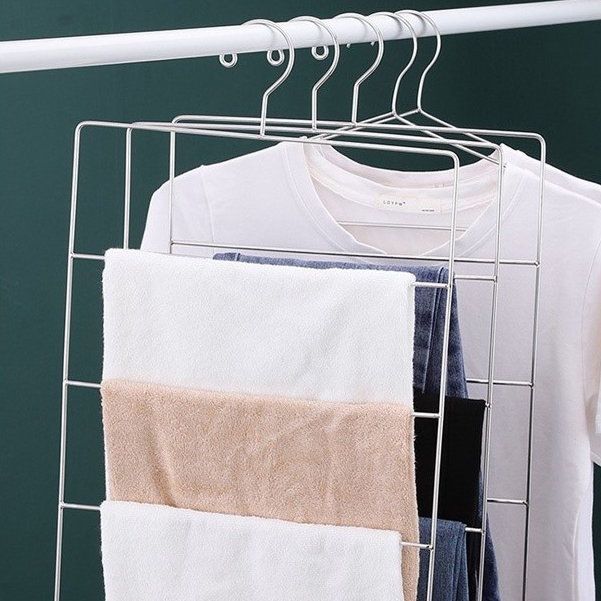 ไม้แขวนกางเกง ที่แขวนกางเกง เกงไม้แขวนเสื้อ องศาแขวนกางเกงและผ้าขนหนู สแตนเลส แข็งแรงกว่าพลาสต จัดส่งที่รวดเร็ว COD