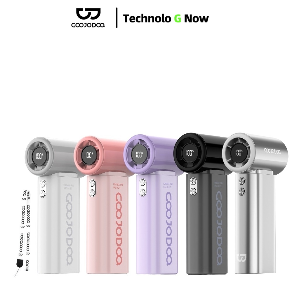 GOOJODOQ Gfs007 Mini พัดลมพกพา 4000mah พัดลม Type C พร้อมจอแสดงผล พัดลมไอเย็น 100 ระดับ พัดลมมือถือ